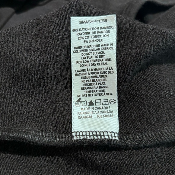 SMASH + TESS Sz L V-Neck Jumpsuit Wide Leg Seam Pockets Patch Front Pocket Black - Picture 7 of 10